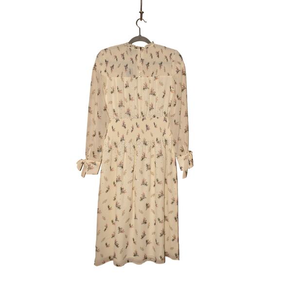 JUICY‎ COUTURE NEW $128 Angel Watercolor Floral Smocked Midi Dress Ivory XS - Picture 2 of 4